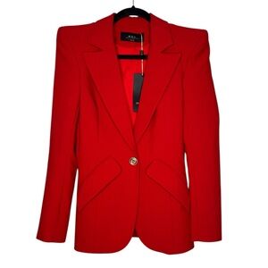 BGL Belong Genteel Light Red gold button blazer office career formal event